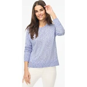 J. Crew Womens Medium Blue White Knit Crew Neck Long Sleeve Sweater‎ Casual NWT